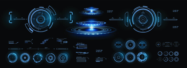 Set automatic sighting AIM. Futuristic display. Digital optical focusing of targets. AIM HUD guidance screen
