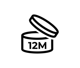 PAO 12M cosmetics symbol vector design isolated on white background.