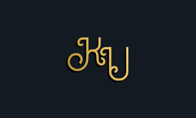 Luxury fashion initial letter KU logo.