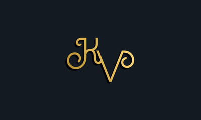Luxury fashion initial letter KV logo.