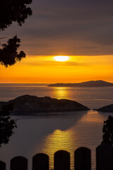 Sunset Over afionas beach corfu greece