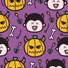 hand drawn halloween doodle pattern design