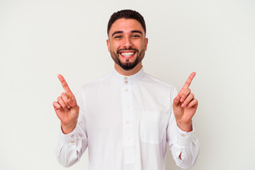 Young arab man wearing typical arab clothes isolated on white background