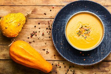 Autumn pumpkin cream soup