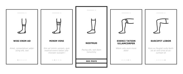 Socks Fabric Accessory Onboarding Mobile App Page Screen Vector. Socks For Men And Women, Toe Cover And Invisible, Extra Low Cut And Ped, Over Knee And Loose Illustrations