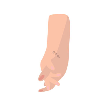 Hands with tattu as a symbol of love and support for the British Queen.