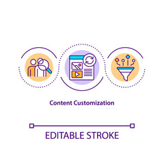 Content customization concept icon. Information can customize content in various ways. Email customization idea thin line illustration. Vector isolated outline RGB color drawing. Editable stroke