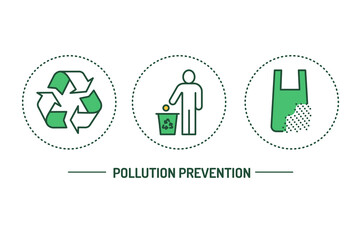 Pollution prevention color line icons concept. Garbage sorting. Zero waste lifestyle. Pictograms for web page, mobile app, promo