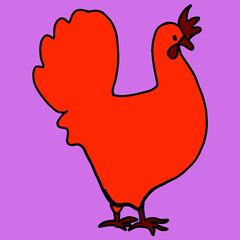 chicken, kvochka, klusha, hen, on a beige,light green, red, yellow background. Digital illustration is designed for printing on any type of textile:dress, tunic, pajamas, bed linen, apron for a daught