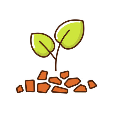 green leaves growing from brown rocks clip art preview