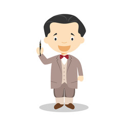 Federico Garcia Lorca cartoon character. Vector Illustration. Kids History Collection.