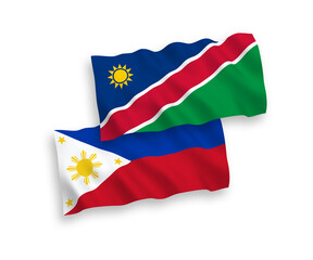 Flags of Republic of Namibia and Philippines on a white background