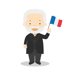 Victor Hugo cartoon character. Vector Illustration. Kids History Collection.