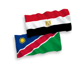 Flags of Republic of Namibia and Egypt on a white background