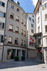Fototapeta premium Old town street on a sunny day. Zurich, Switzerland