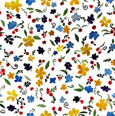 Flower storm 01 - Watercolor colorfull bright pattern