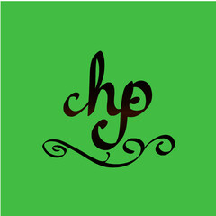 Initial hp handwritten monogram and elegant logo design