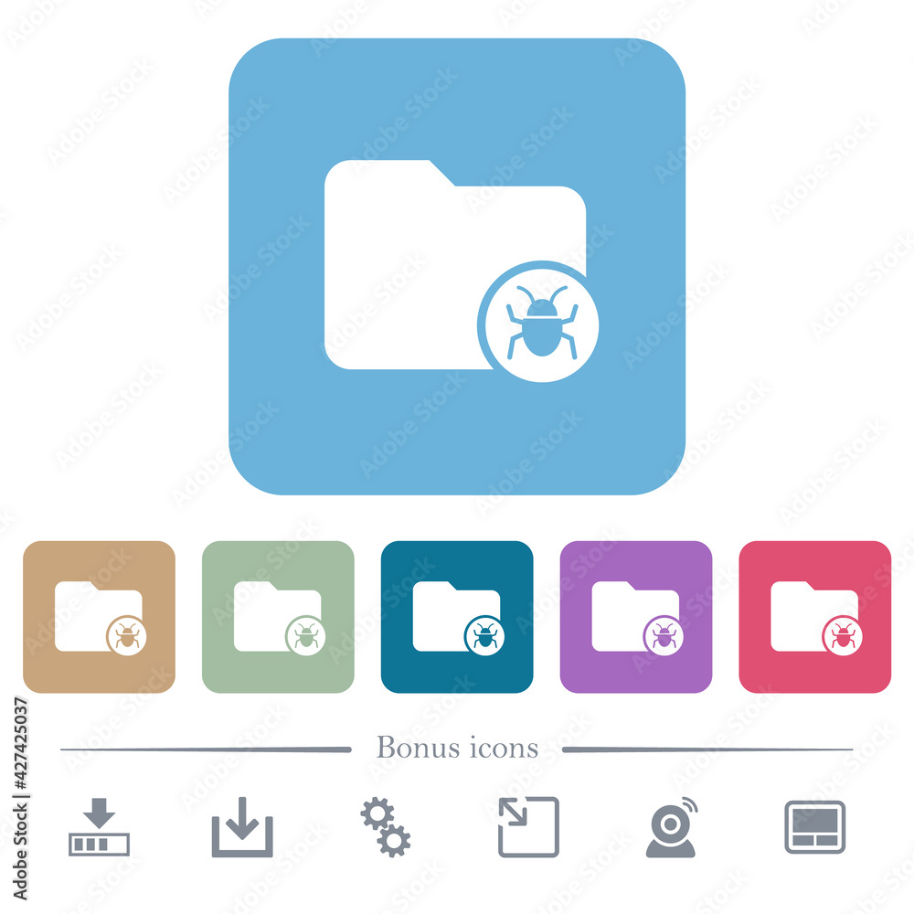 Poster quarantine directory flat icons on color rounded square backgrounds