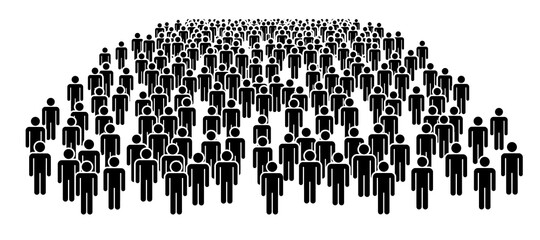 Large group of people. Concept of People Figure Pictogram Icons. Crowd signs. People standing in disorganized groups.