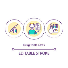 Drug trials costs concept icon. Cost distribution idea thin line illustration. Ensuring patient safety. Pharmaceutical companies. Vector isolated outline RGB color drawing. Editable stroke