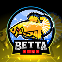 Yellow betta fish mascot. esport logo design