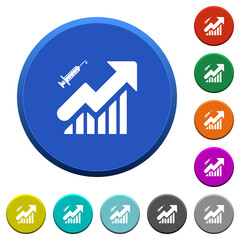 Vaccination graph beveled buttons
