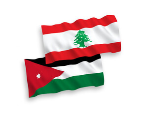 Flags of Hashemite Kingdom of Jordan and Lebanon on a white background