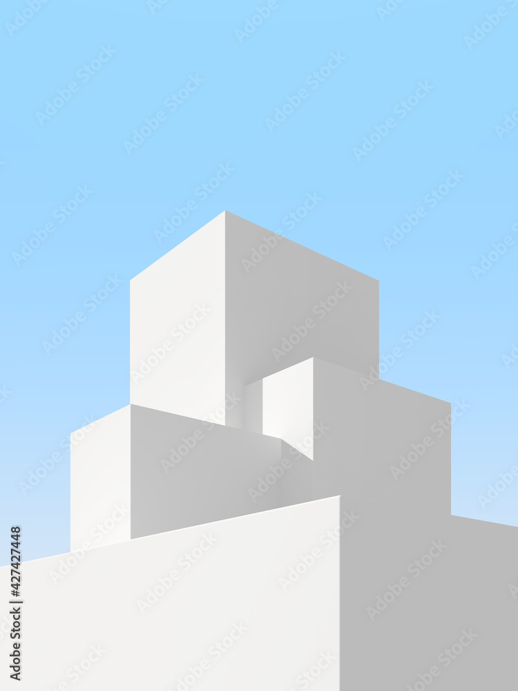 Aufkleber 3d illustration of abstract architecture background, minimal architectural poster.