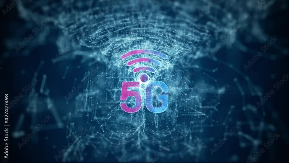 Poster 5g high-speed internet connection, line and dots connect internet of things iot concept, technology 