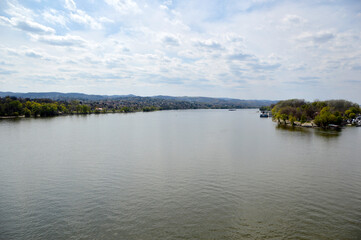 Fototapeta na wymiar river Danube in bright spring day in Novi Sad, Vojvodina