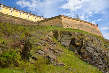 Fototapeta na wymiar walls of Petrovaradin fortress in bright spring day, Petrovaradin, Vojvodina