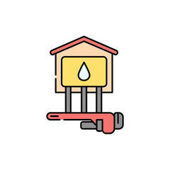 Engineering networks in private house color line icon. Pictogram for web page, mobile app