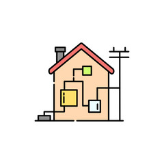 Engineering communications in private house color line icon. Pictogram for web page, mobile app