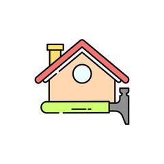 Roofing color line icon. Pictogram for web page, mobile app