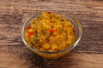 Relish sauce with cucumbers and mustard