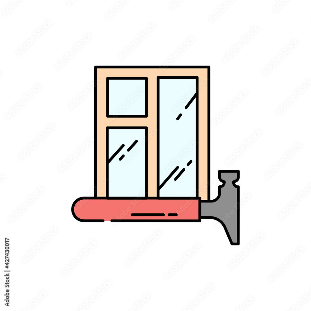 Poster installation windows color line icon. pictogram for web page, mobile app