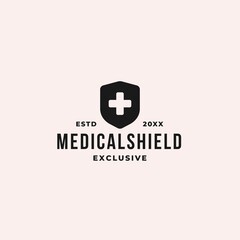 Obraz premium medical shield logo concept with plus sign and shield symbol