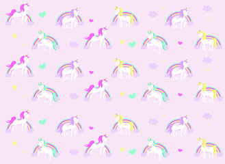 cute unicorn. vector background with unicorns 