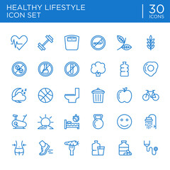 Healthy lifestyle outlined icon set. Perfect for design element of healthcare program, vegan, and diet icon collection. 