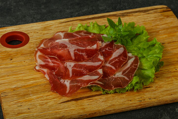 Smoked pork neck slices snack