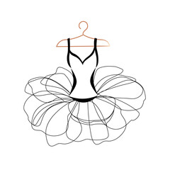 Vector illustration of a beautiful ballet tutu on a hanger for decorating a flyer, poster, invitation or social media © liana2012