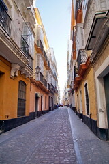 Fototapeta premium Streets in old central part of ancient town Cadiz, Andalusia, Spain
