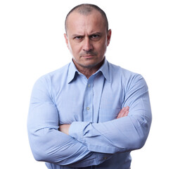Angry businessman isolated on white