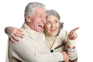 Portrait of senior couple  on  white background