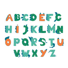 Alphabet on the theme of dinosaurs for children