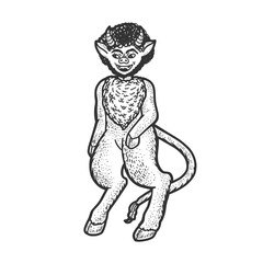 Heck chort myth creature sketch engraving vector illustration. T-shirt apparel print design. Scratch board imitation. Black and white hand drawn image.