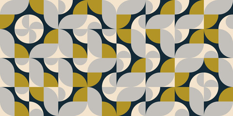 Modern vector abstract  geometric background with circles, rectangles and squares  in retro scandinavian style. Pastel colored simple shapes graphic pattern.