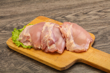 Raw chicken boneless and skinless leg