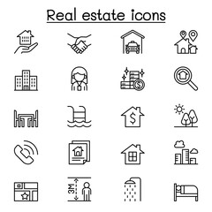 Fototapeta na wymiar Real estate icon set in thin line style