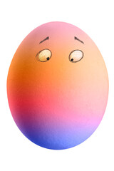 Large picture of an easter egg with rainbow colors and eyes.